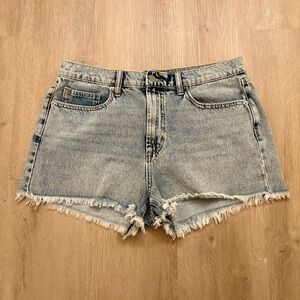 Altar'd State Light Blue Frayed High Rise Jean Shorts Womens L